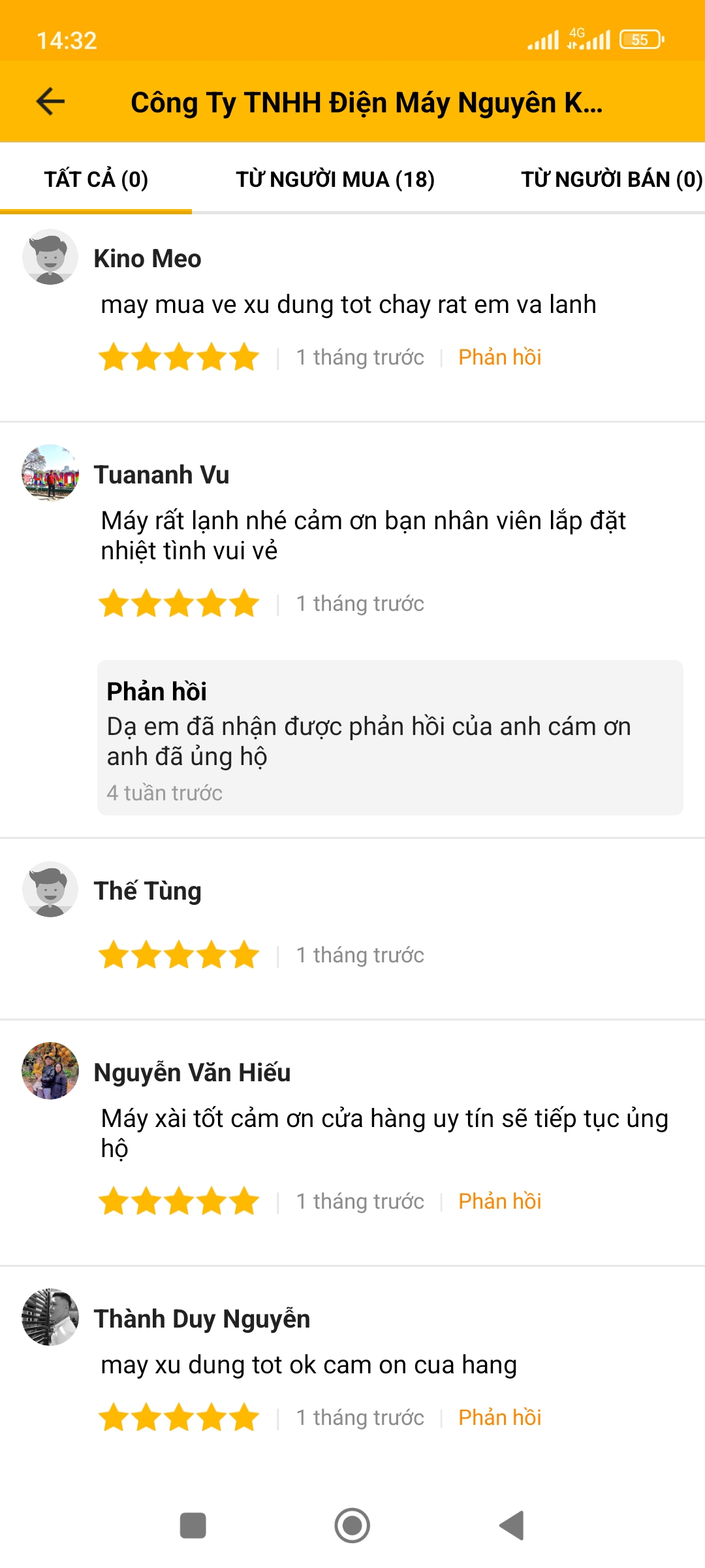 phản hồi khách hàng