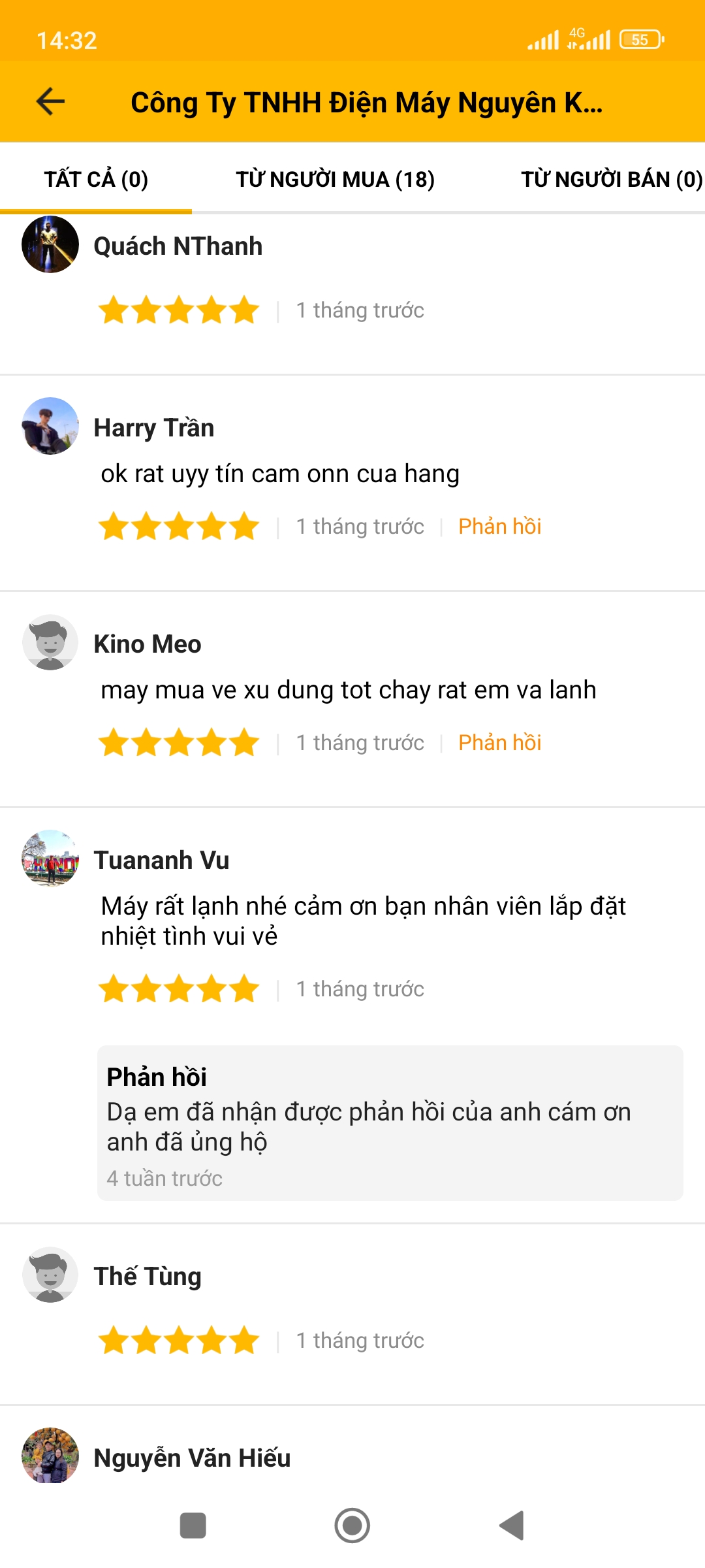 phản hồi khách hàng