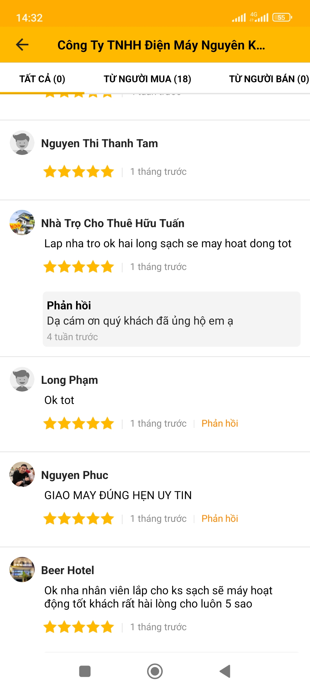 phản hồi khách hàng