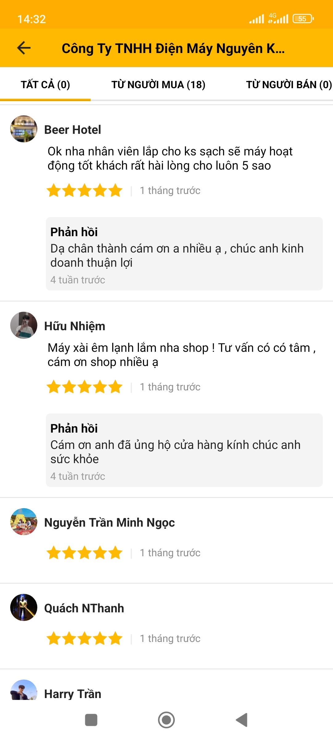 phản hồi khách hàng